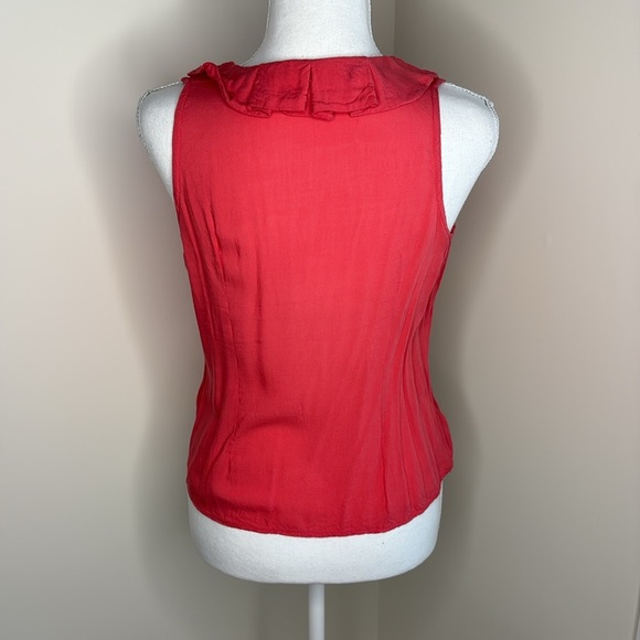 Mind Code Coral Sleeveless Ruffle Rayon Blouse. Medium - Picture 3 of 9
